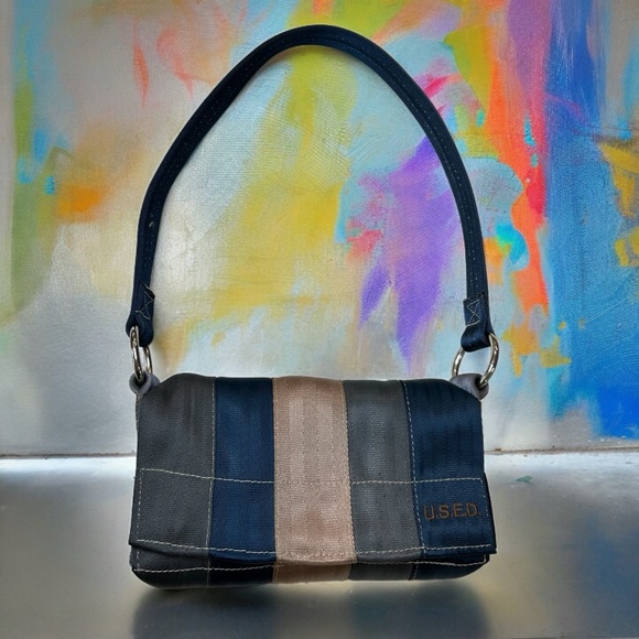 U.S.E.D. Upcycled Seatbelt Handbag - Picture 2 of 14